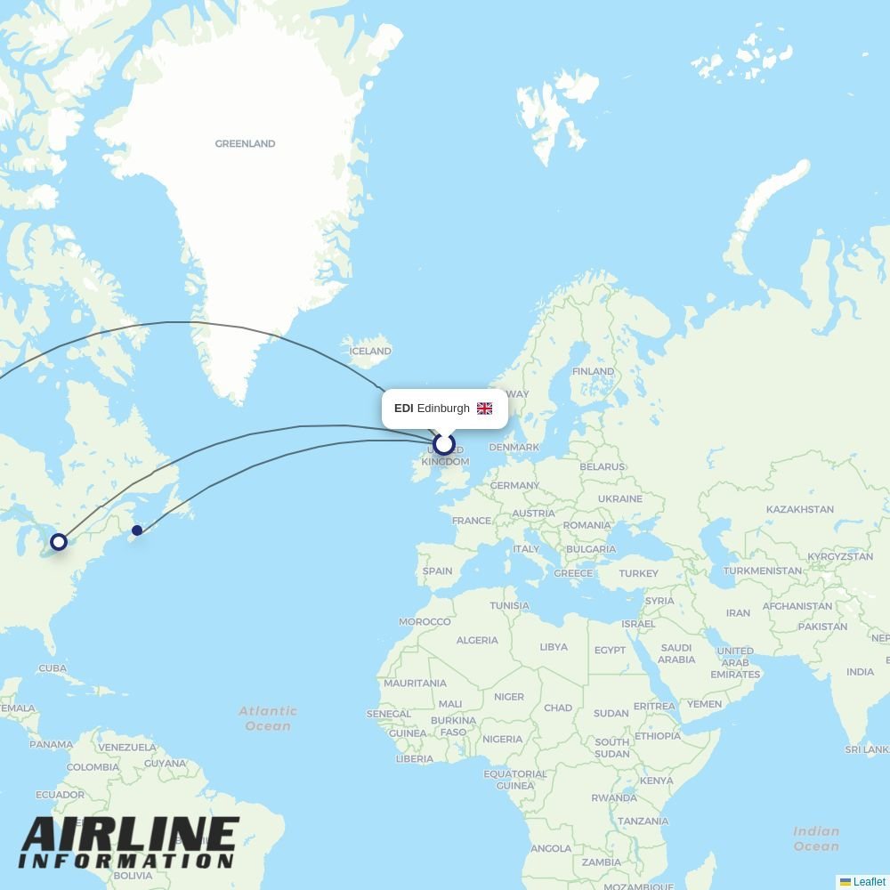 WestJet routes from EDI