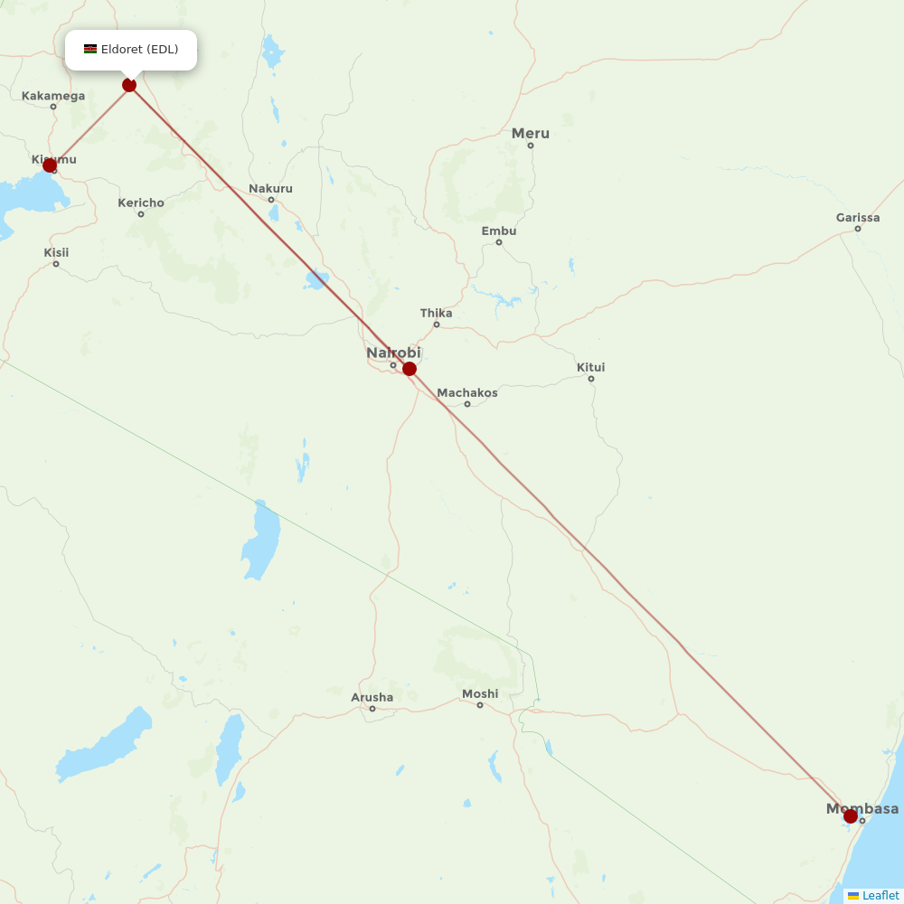 Jambojet Limited at EDL route map