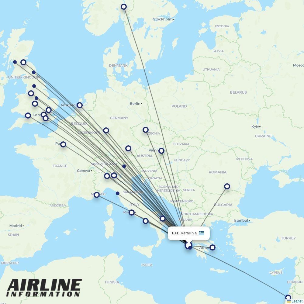Ryanair routes from EFL
