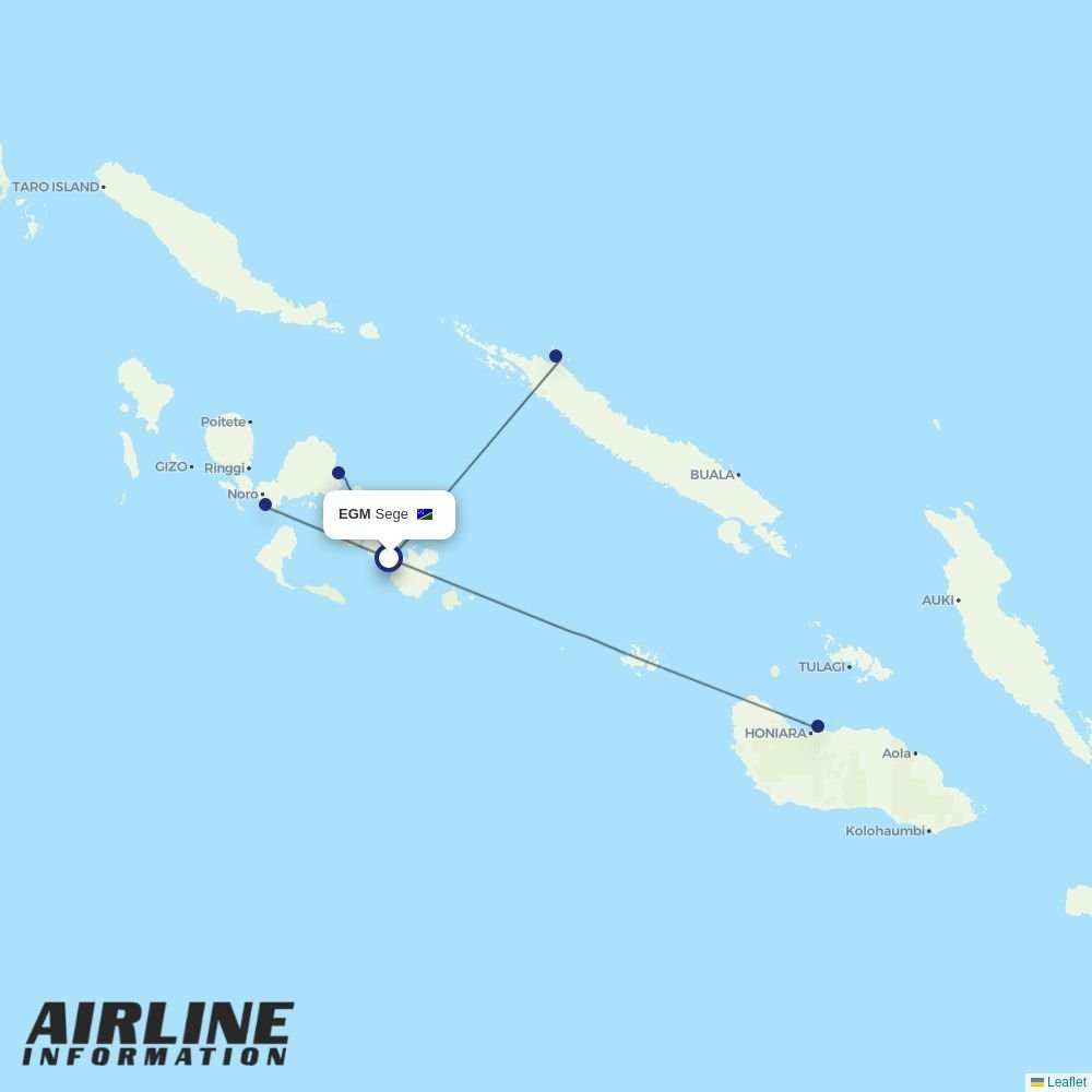 Solomon Airlines routes from EGM