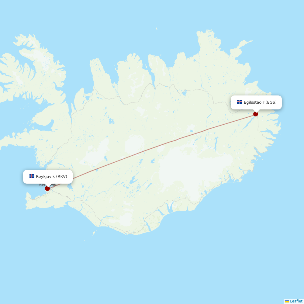 Icelandair at EGS route map