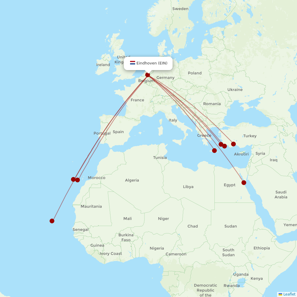 TUIfly Netherlands at EIN route map