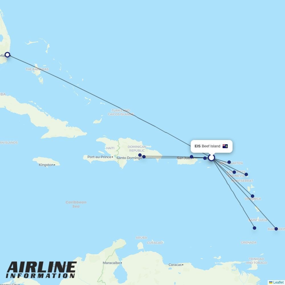 Cape Air routes from EIS