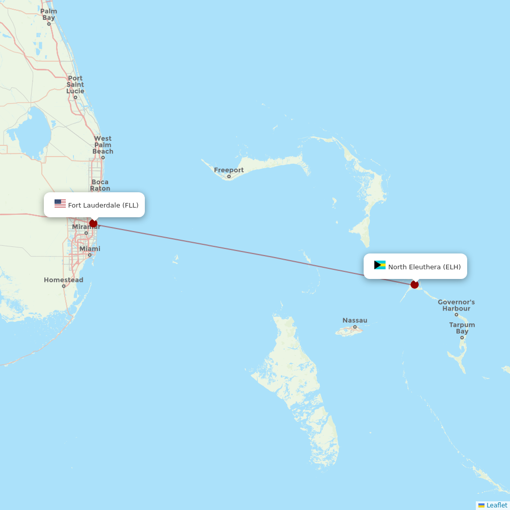 Silver Airways at ELH route map