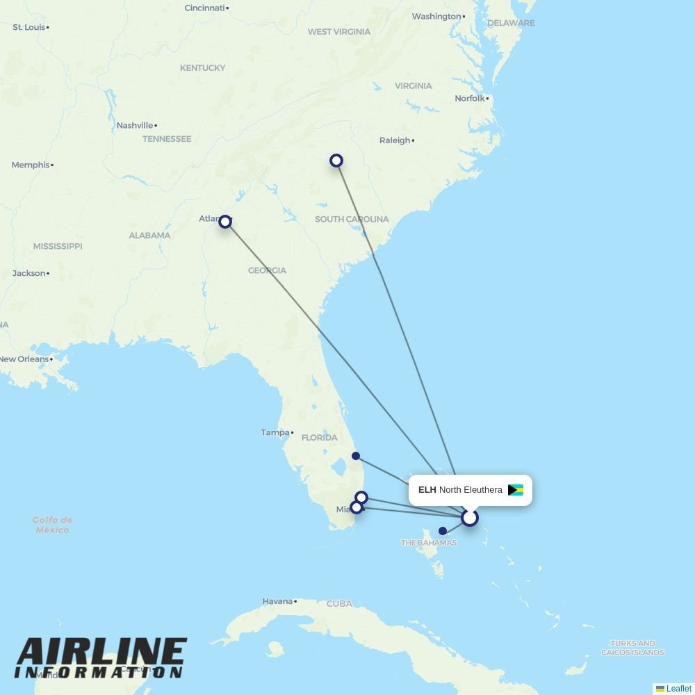 Bahamasair routes from ELH