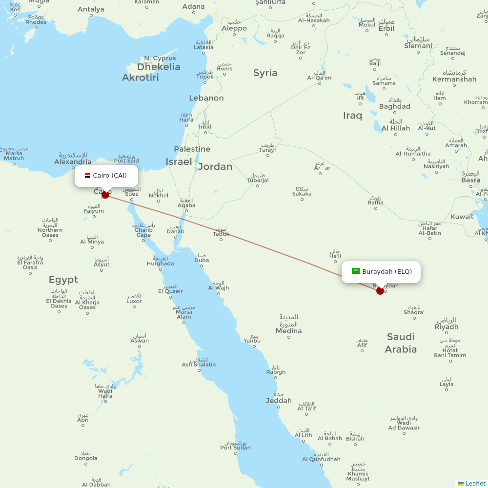 Air Arabia Egypt at ELQ route map