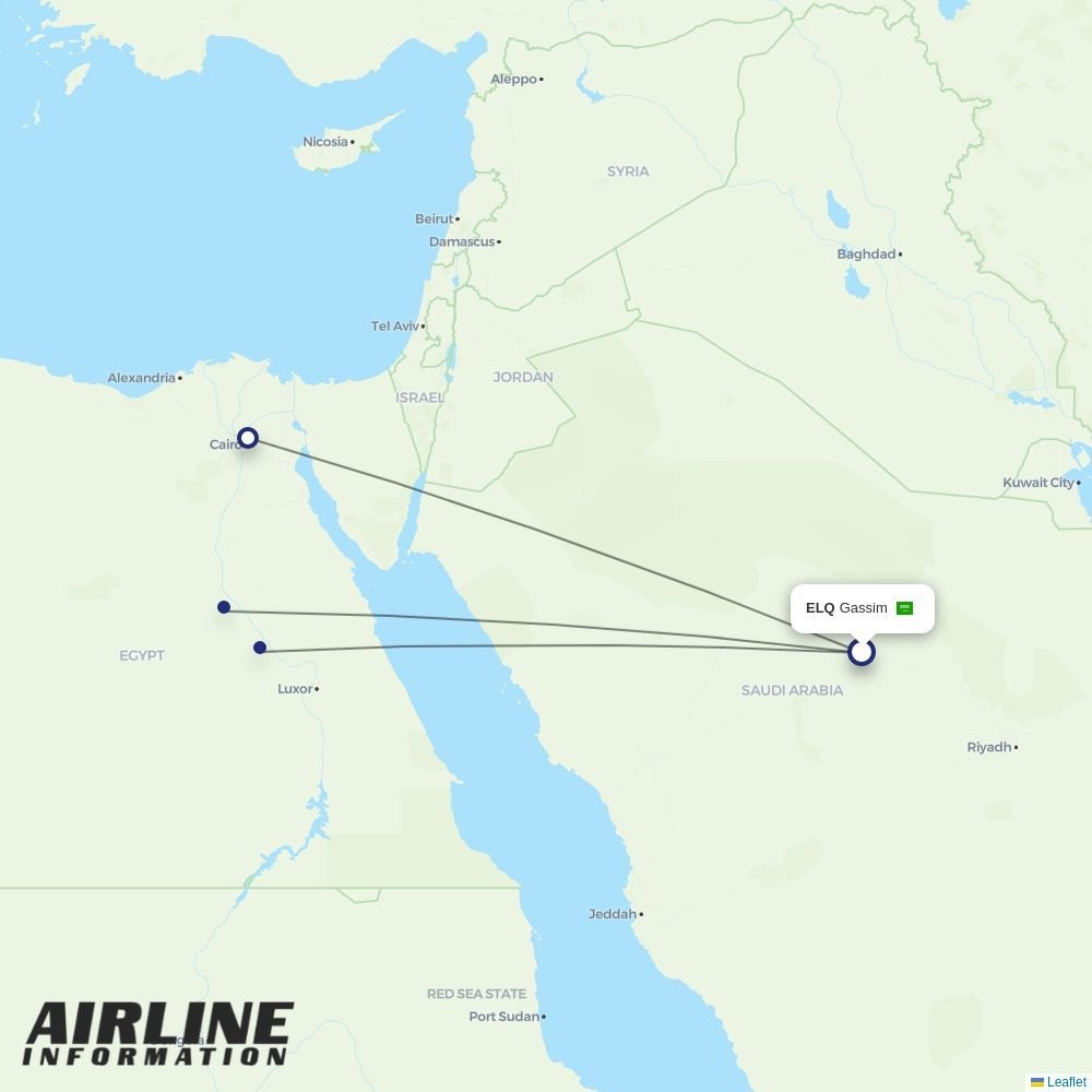 Air Cairo routes from ELQ
