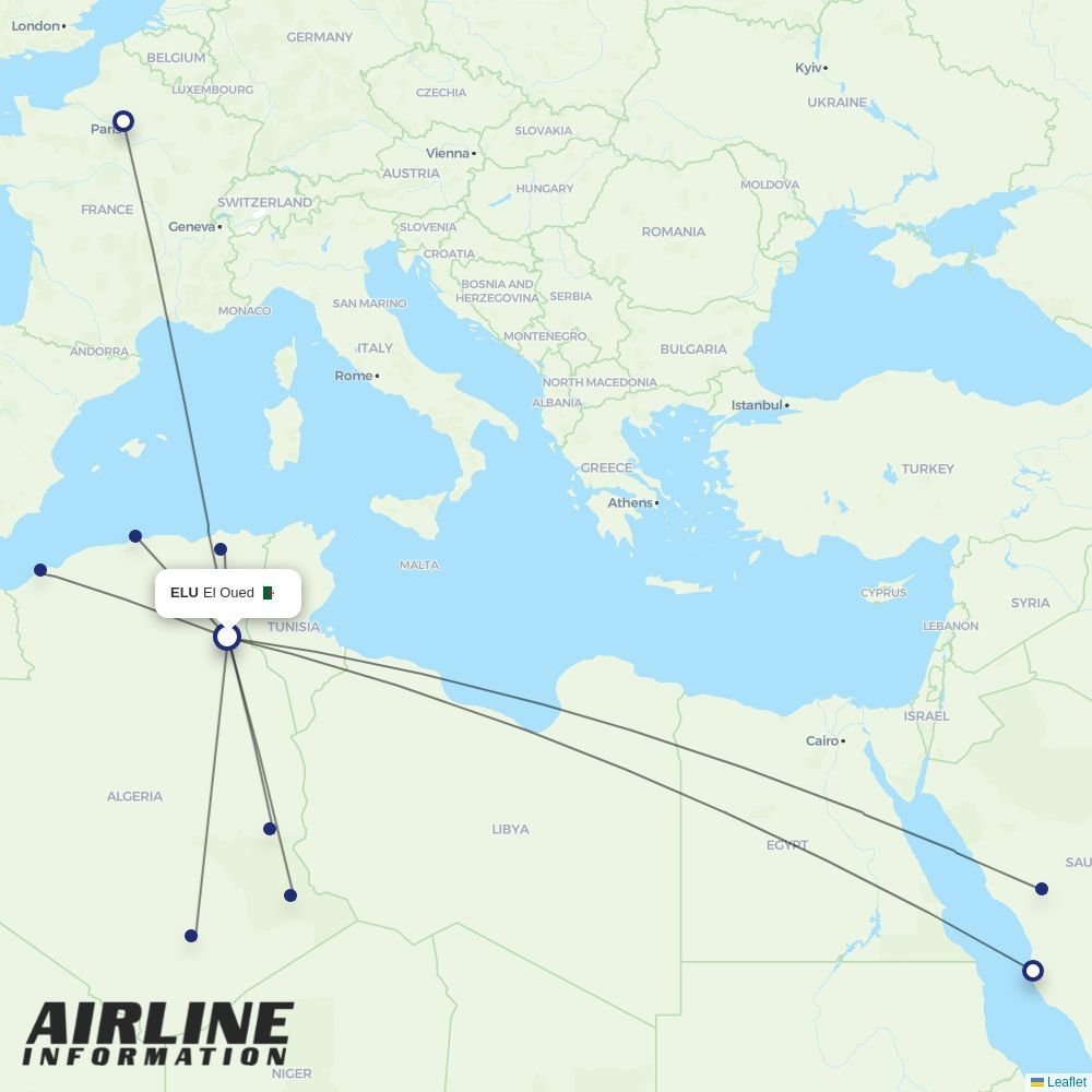 Air Algerie routes from ELU