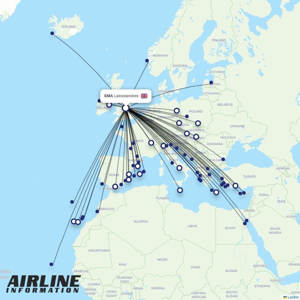 Ryanair routes from EMA