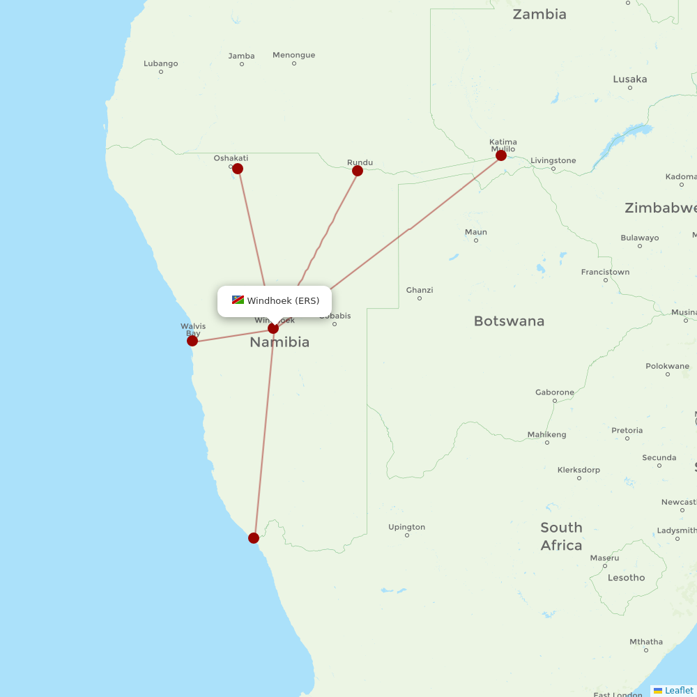 Westair Aviation at ERS route map