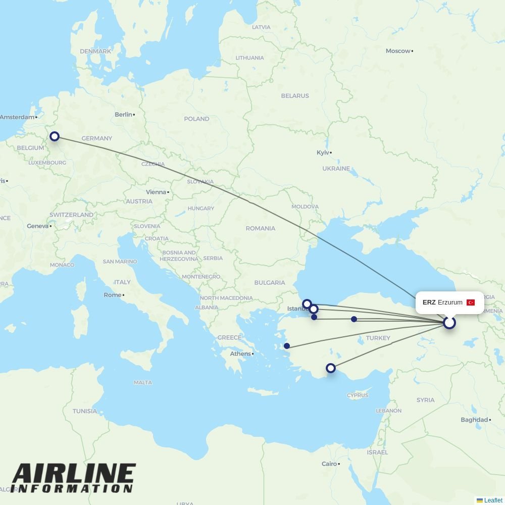 AJet routes from ERZ