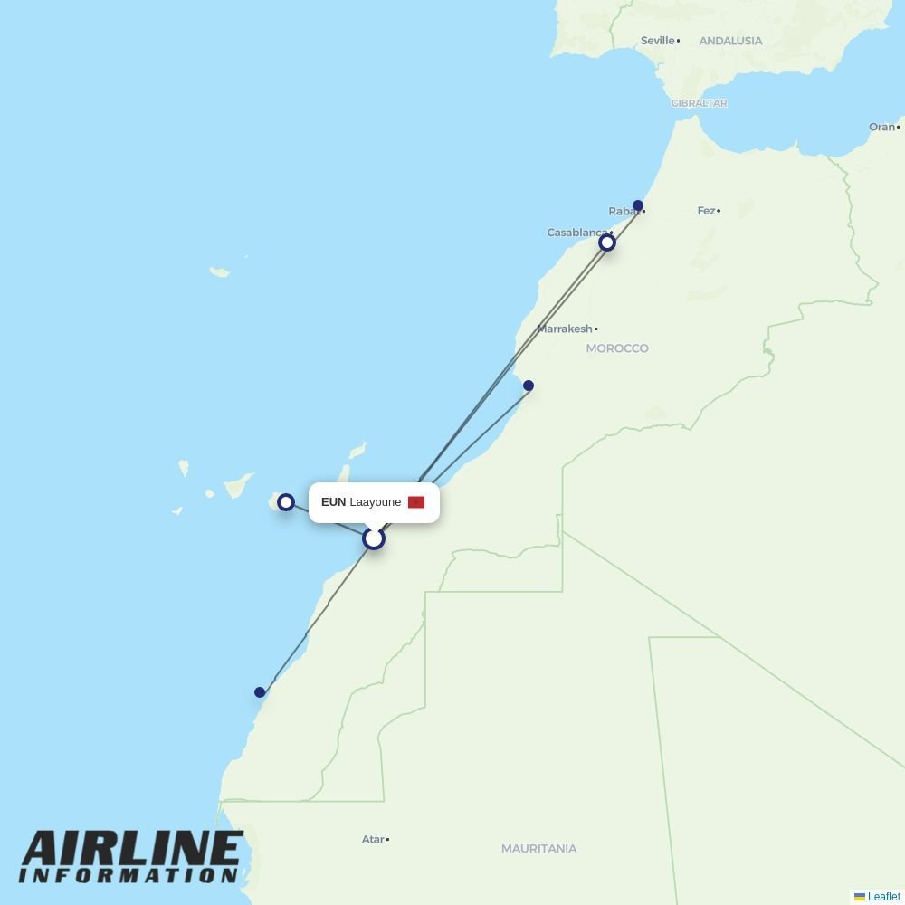 Royal Air Maroc routes from EUN