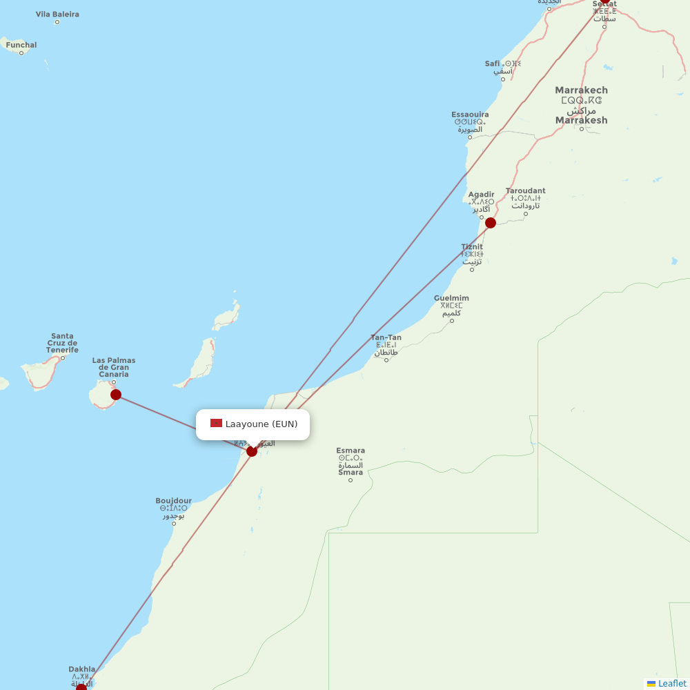 Royal Air Maroc at EUN route map