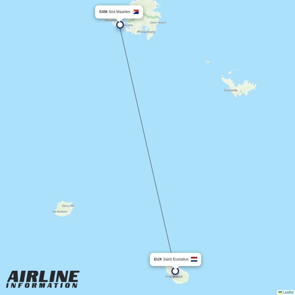 Winair routes from EUX