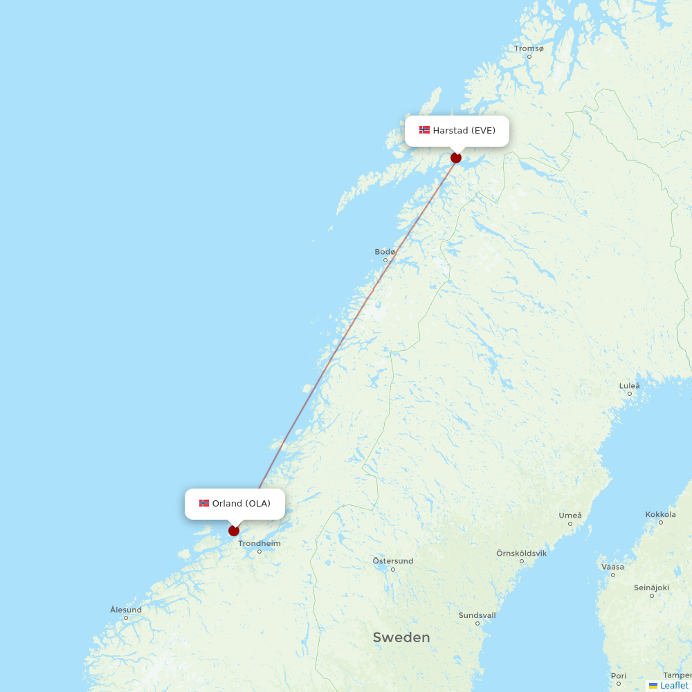 Danish Air at EVE route map