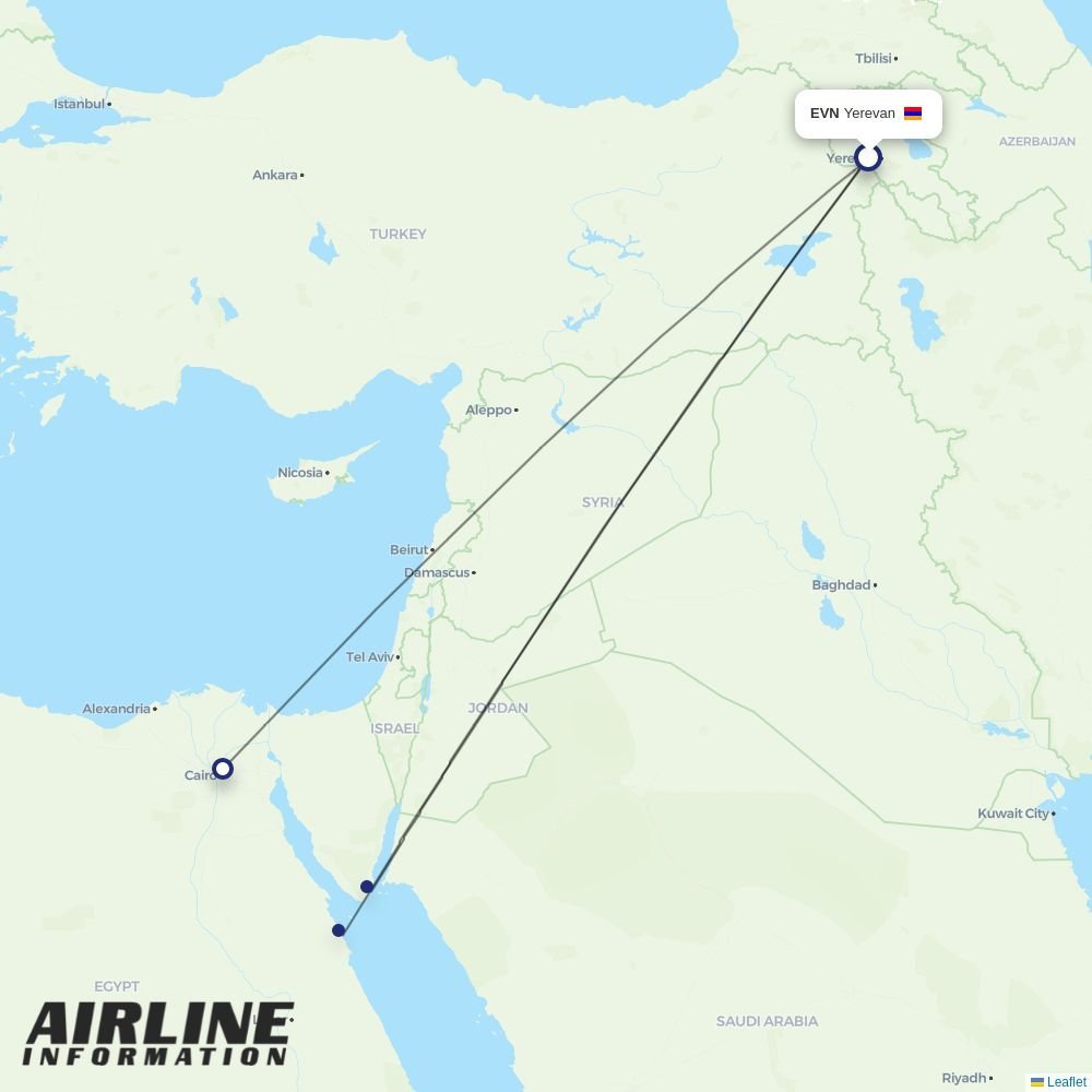 Air Cairo routes from EVN