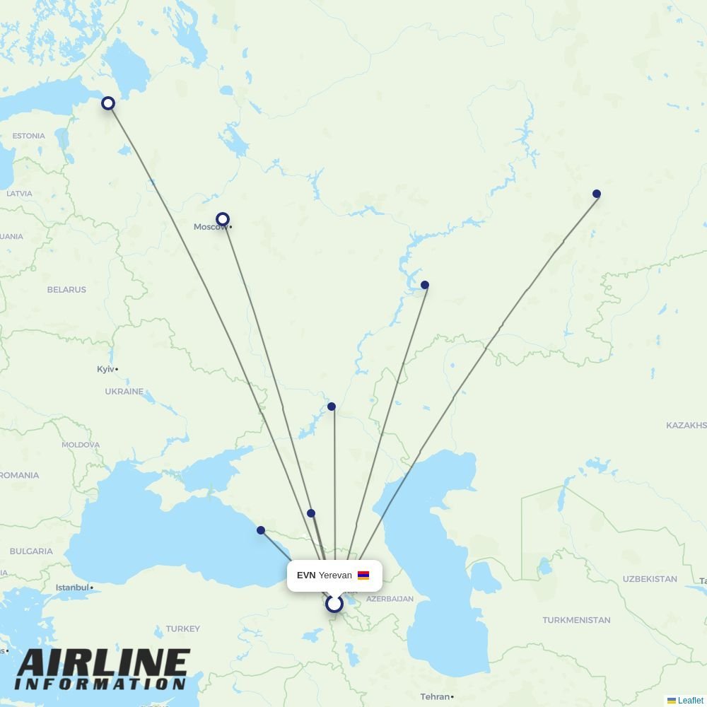 Aeroflot routes from EVN