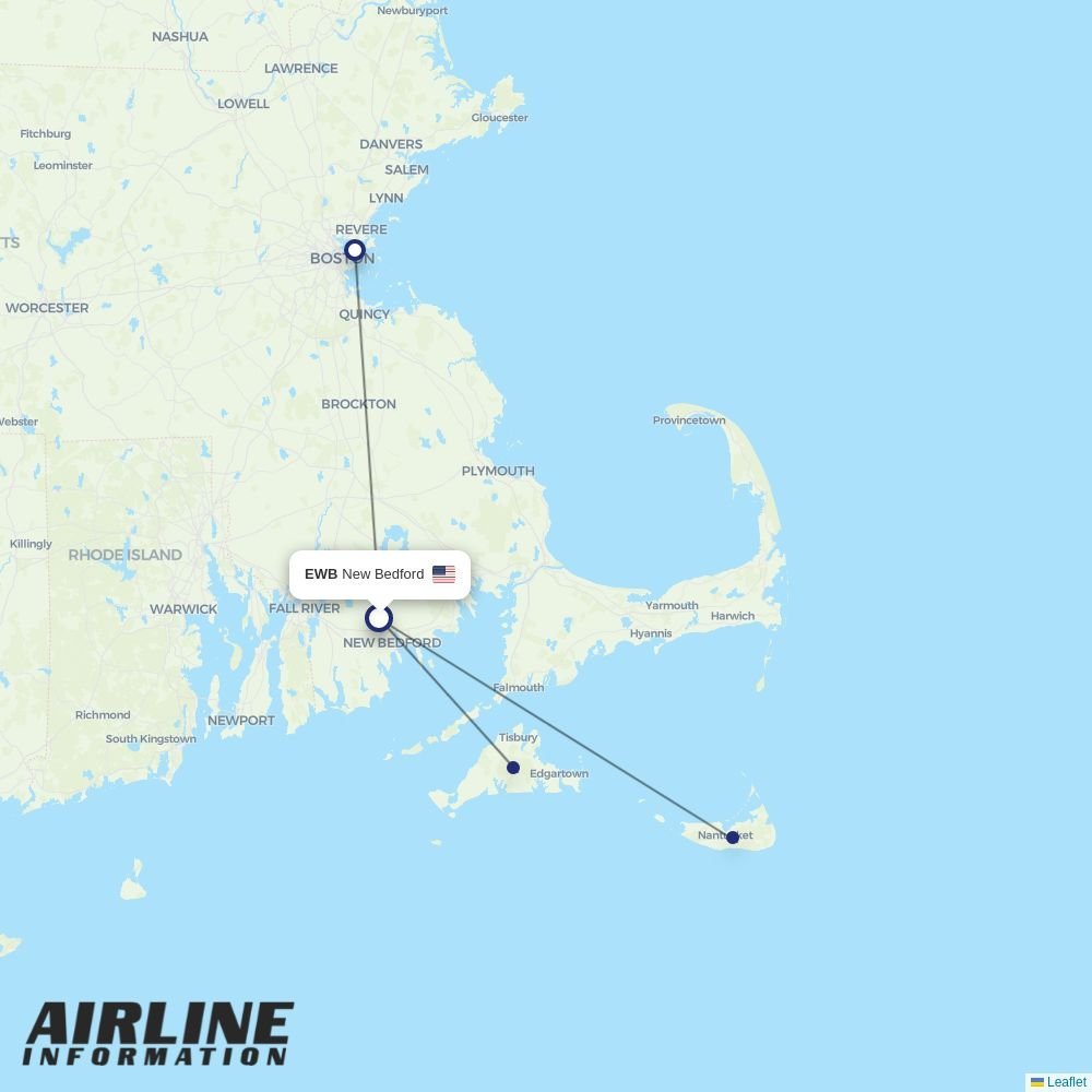 Cape Air routes from EWB