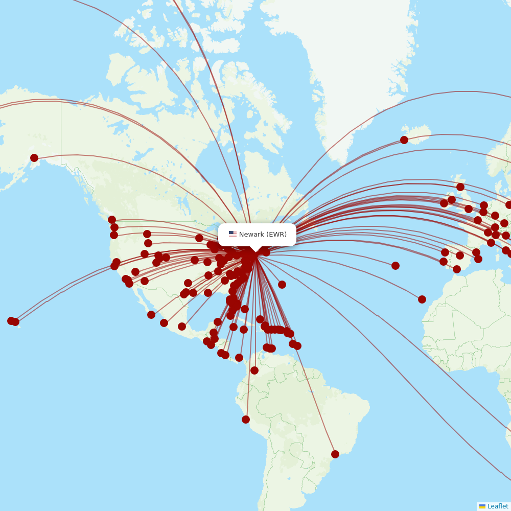 United at EWR route map