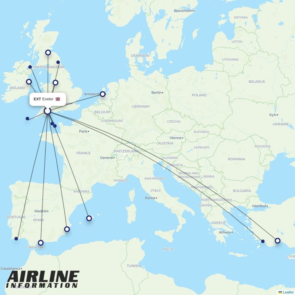 Aurigny routes from EXT