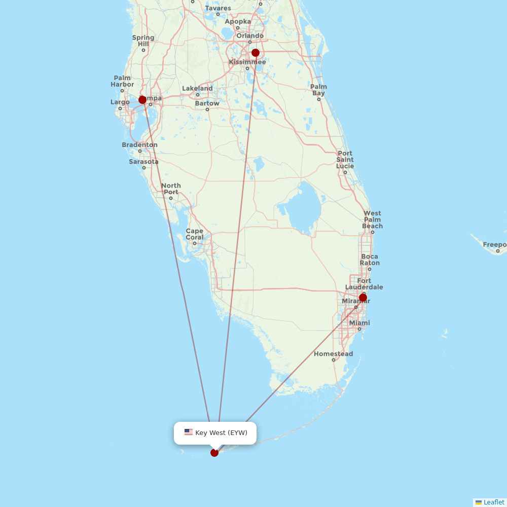 Silver Airways at EYW route map