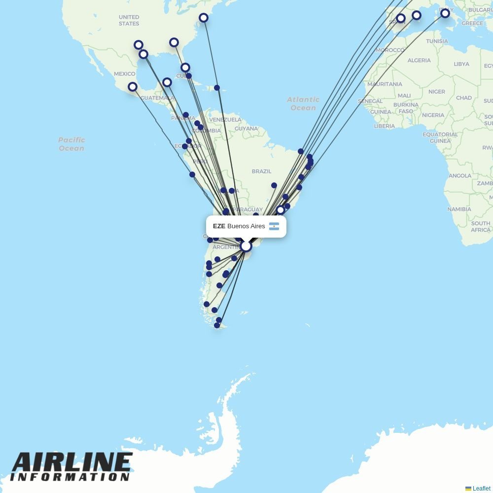 Arajet routes from EZE