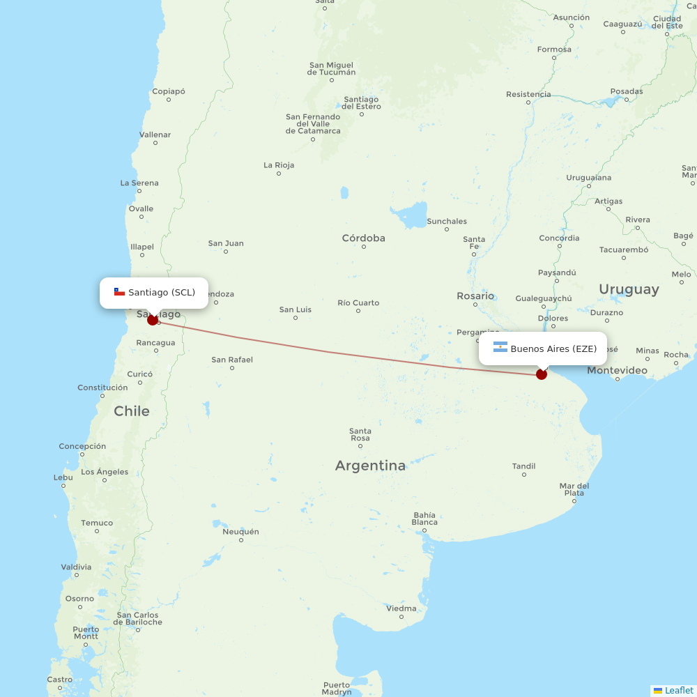 JetSMART at EZE route map