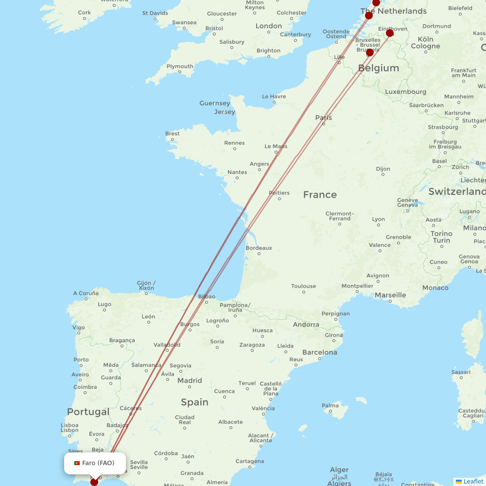 Transavia at FAO route map