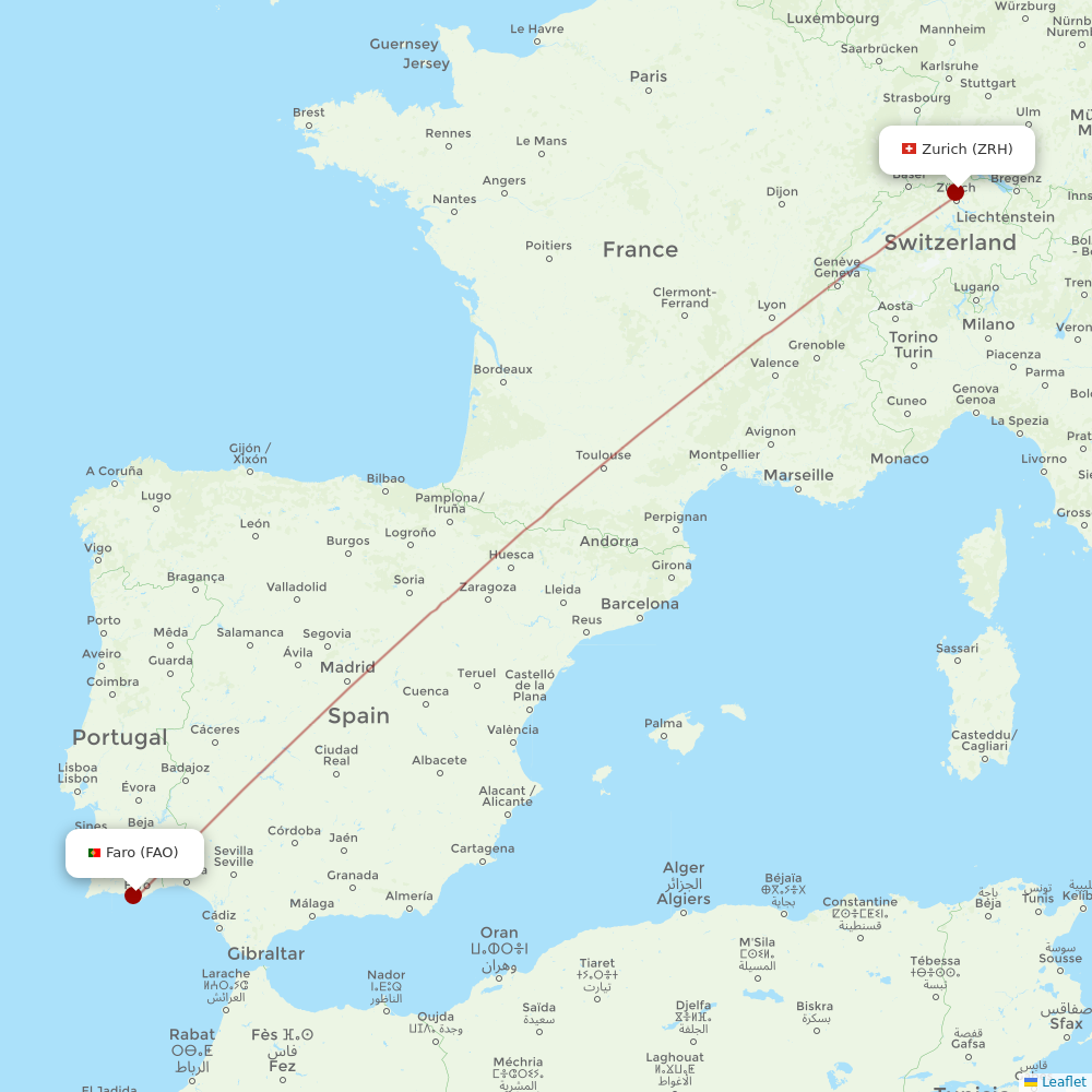 Edelweiss Air at FAO route map