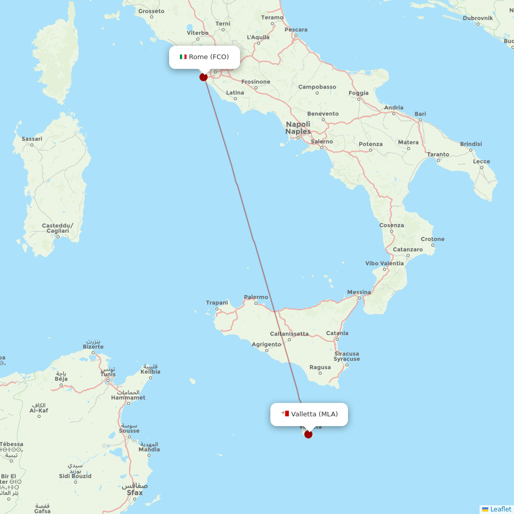 Air Malta at FCO route map