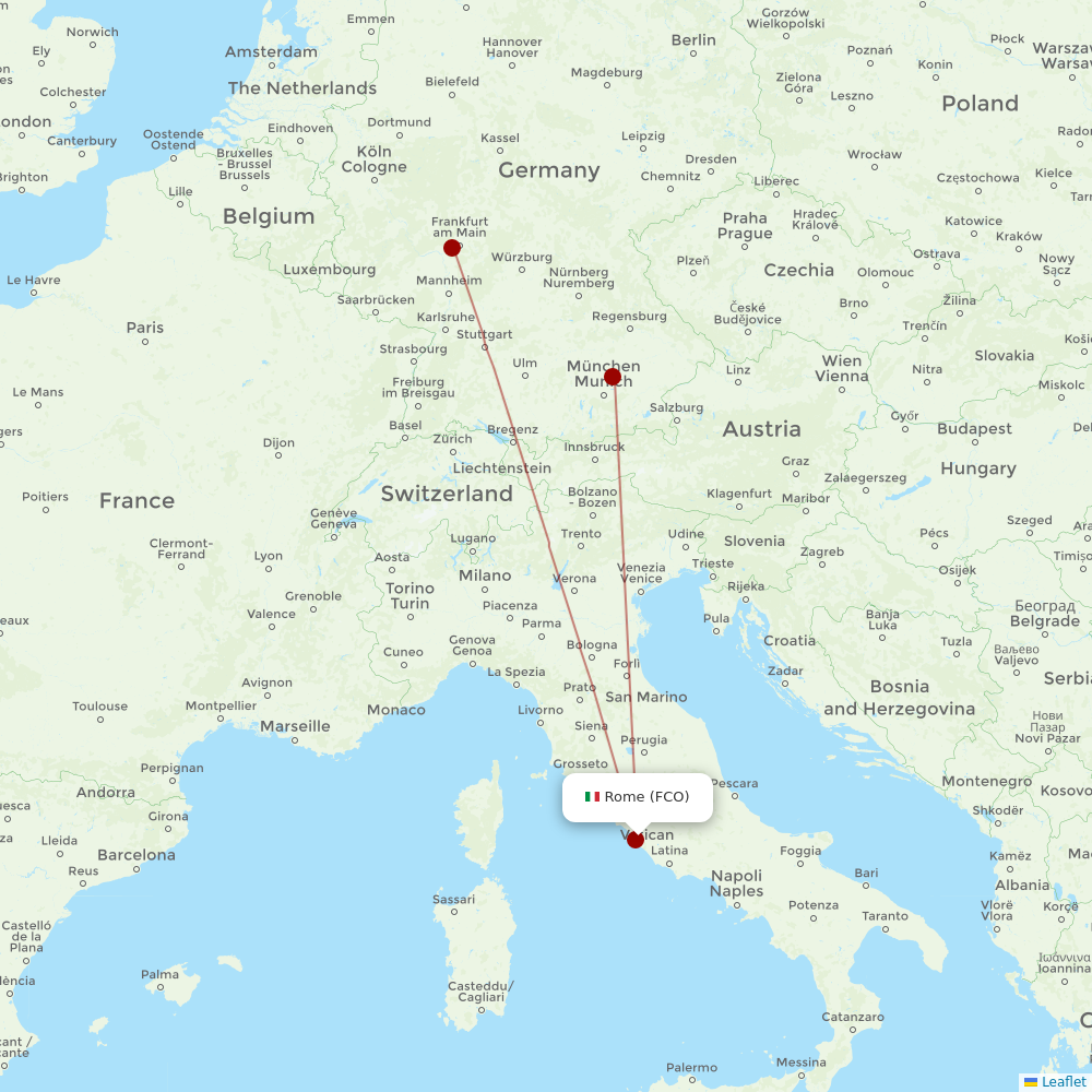 Lufthansa at FCO route map