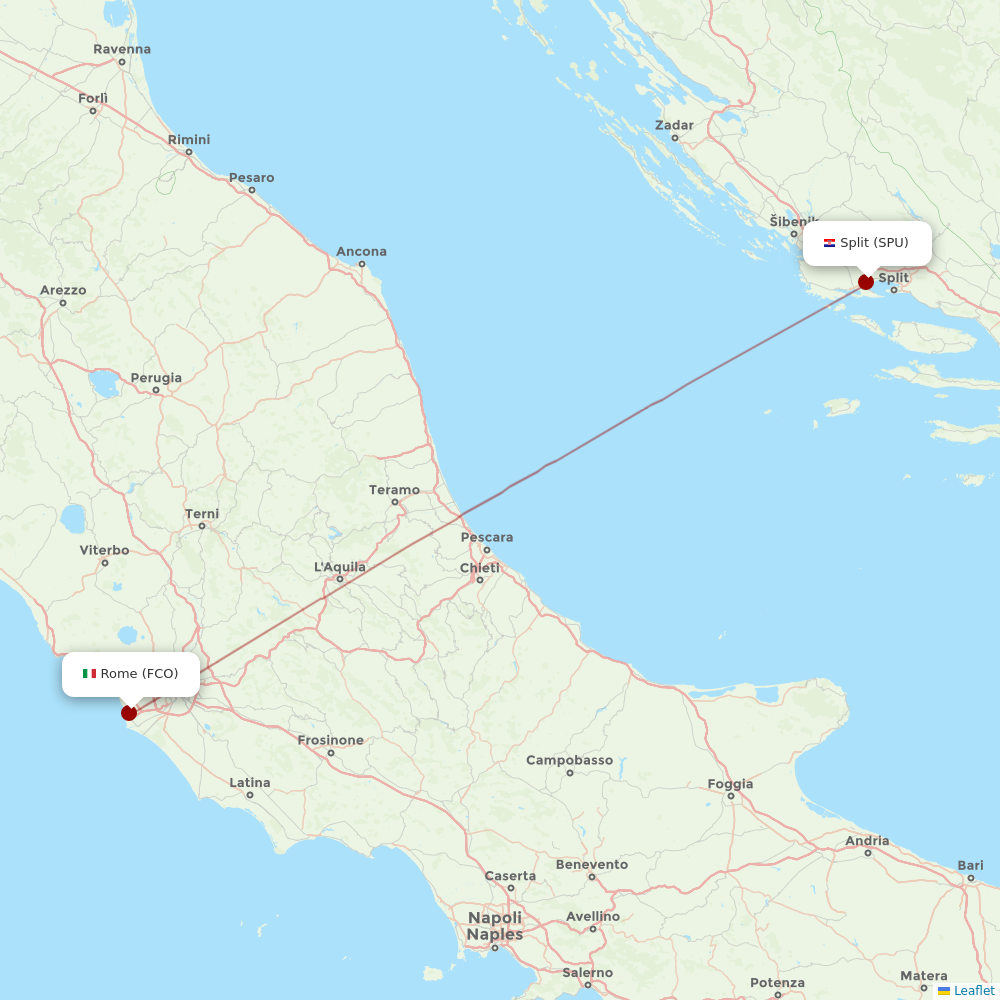 Croatia Airlines at FCO route map