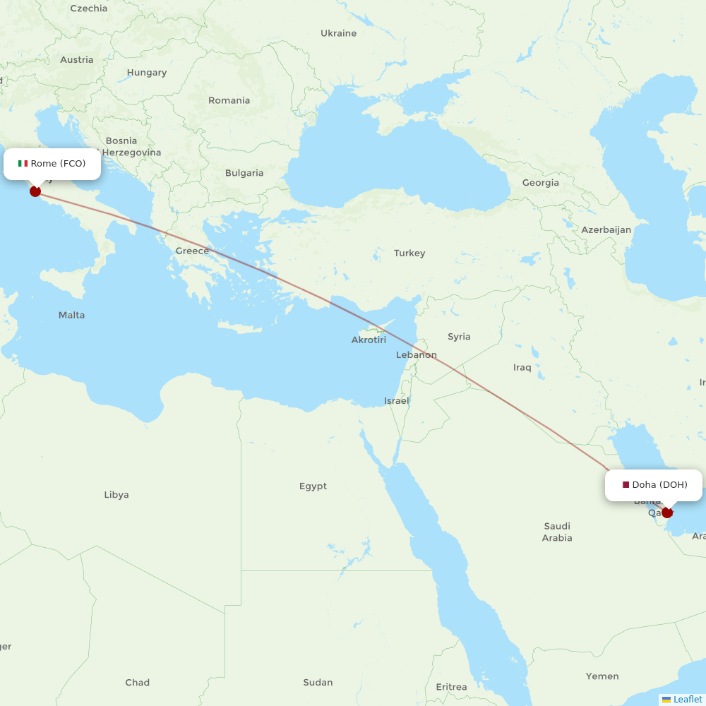 Qatar Airways at FCO route map