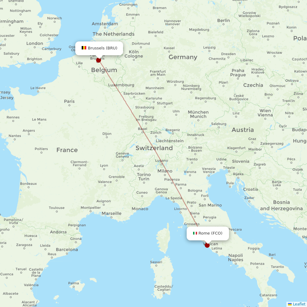Brussels Airlines at FCO route map