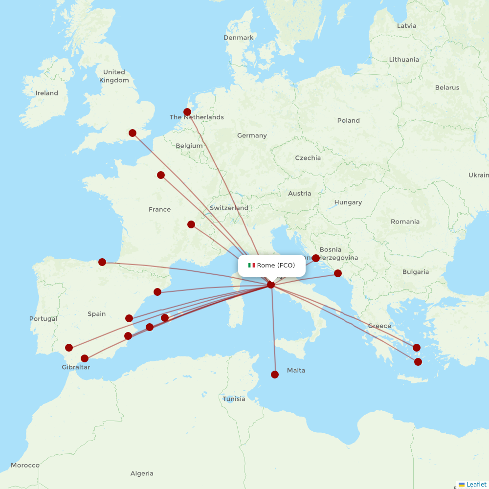 Vueling at FCO route map