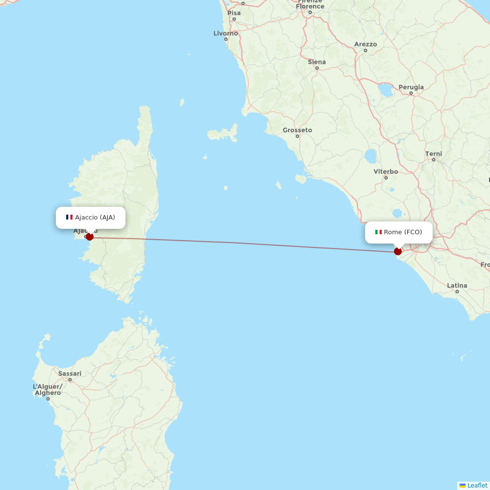 Air Corsica at FCO route map