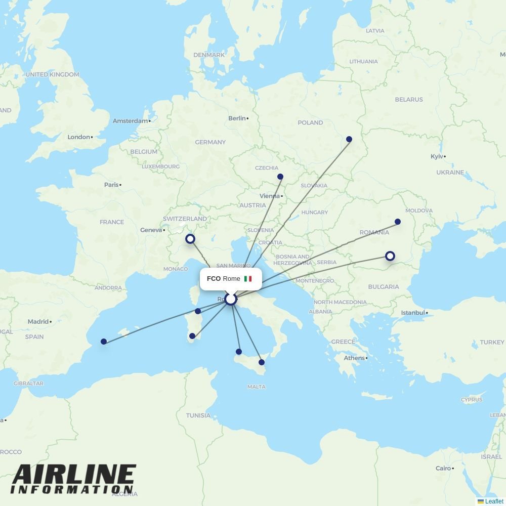 AeroItalia routes from FCO