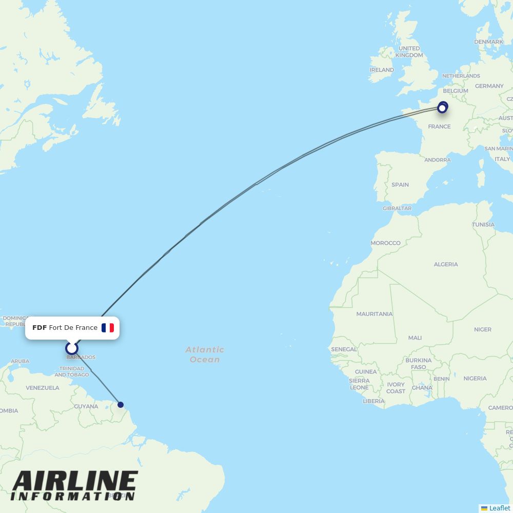 Air France routes from FDF