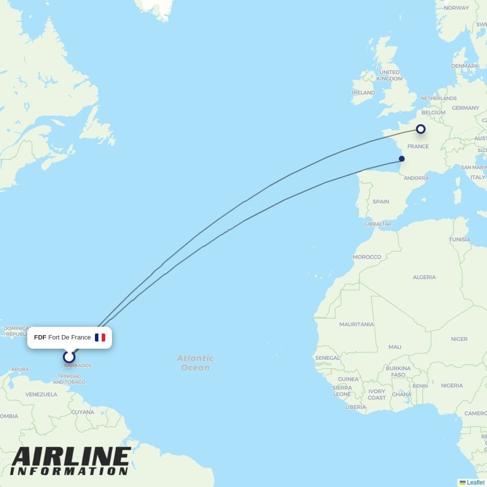 Corsair routes from FDF