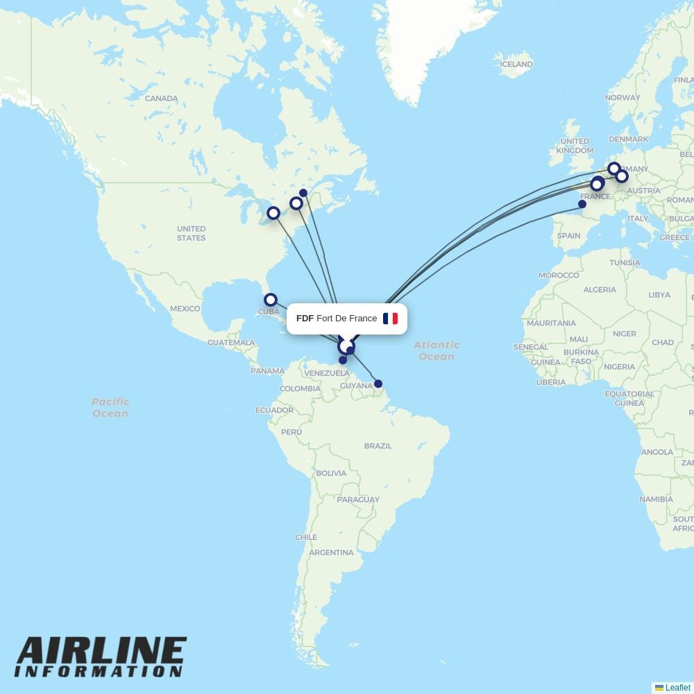 Air Transat routes from FDF