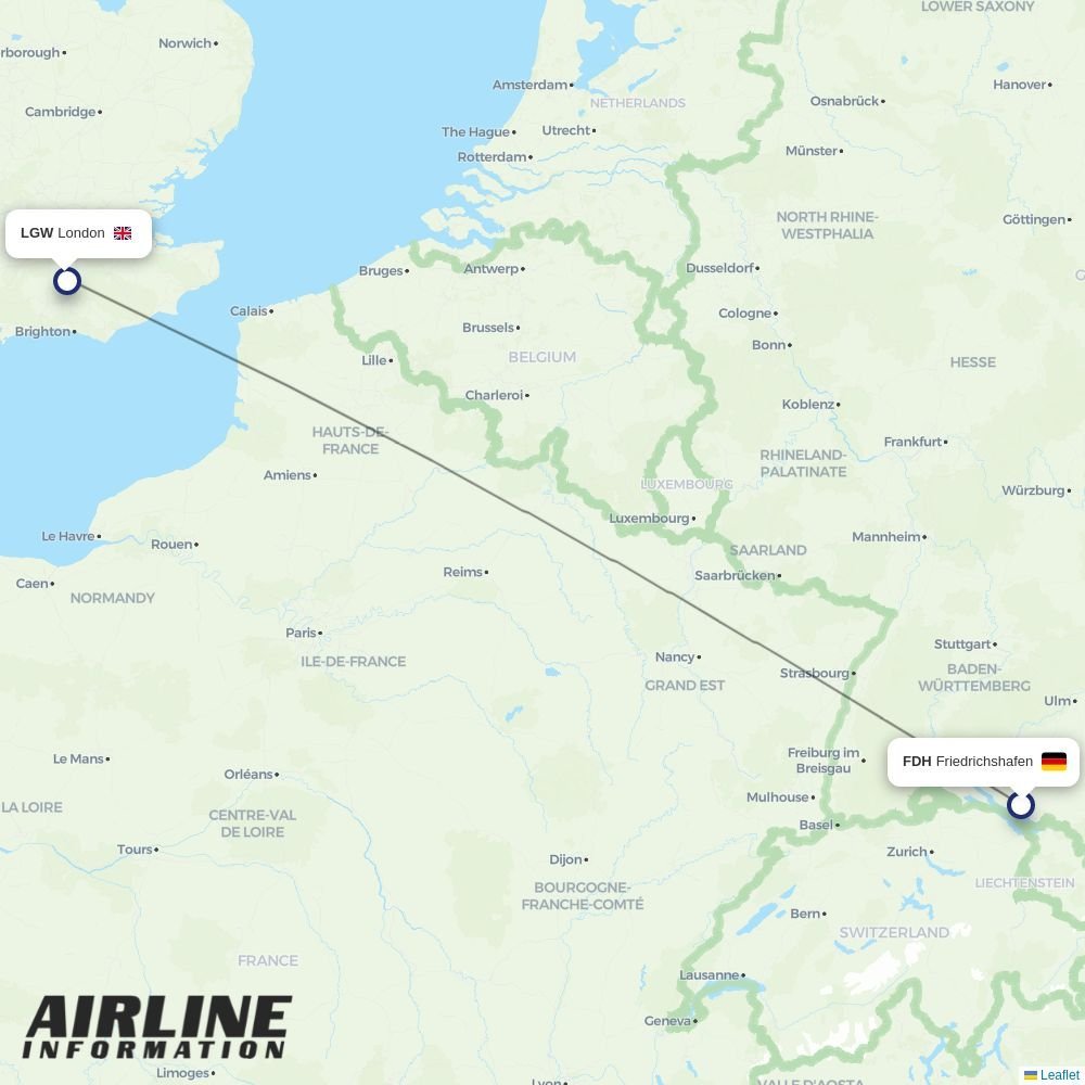 Airlines with flights from Friedrichshafen to London (FDH to LGW ...