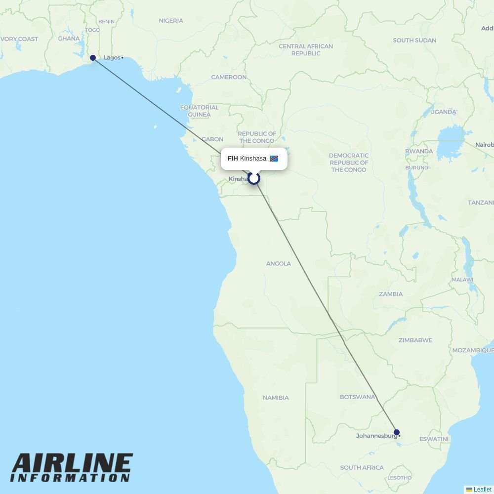 ASKY Airlines routes from FIH