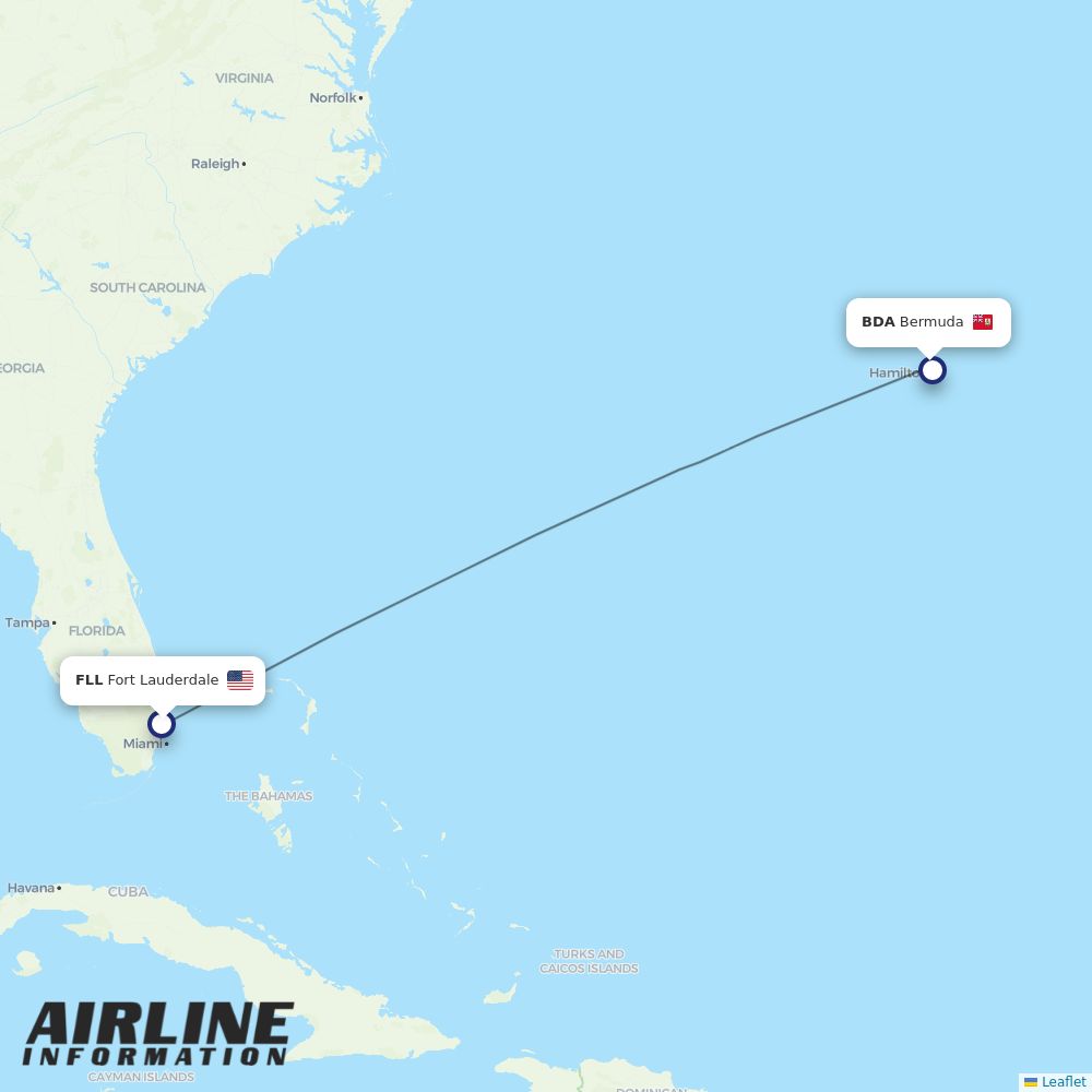 BermudAir routes from FLL