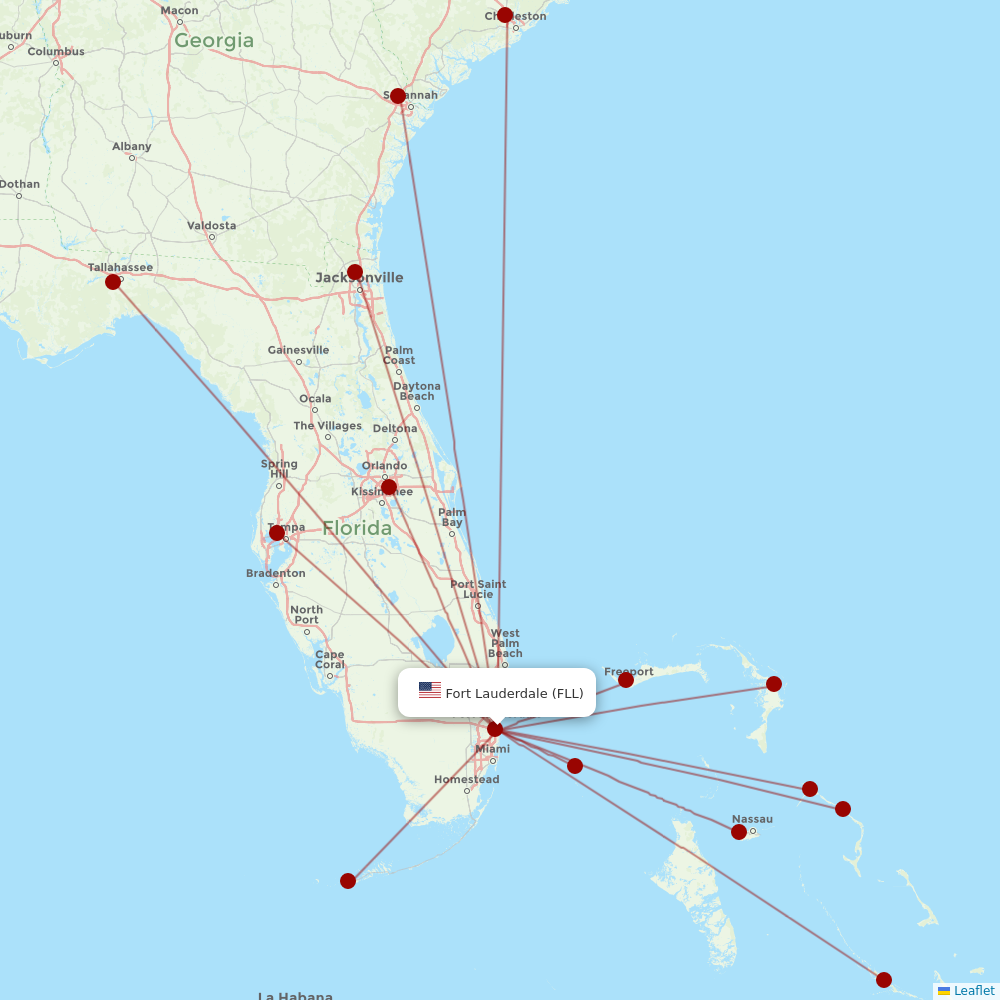 Silver Airways at FLL route map