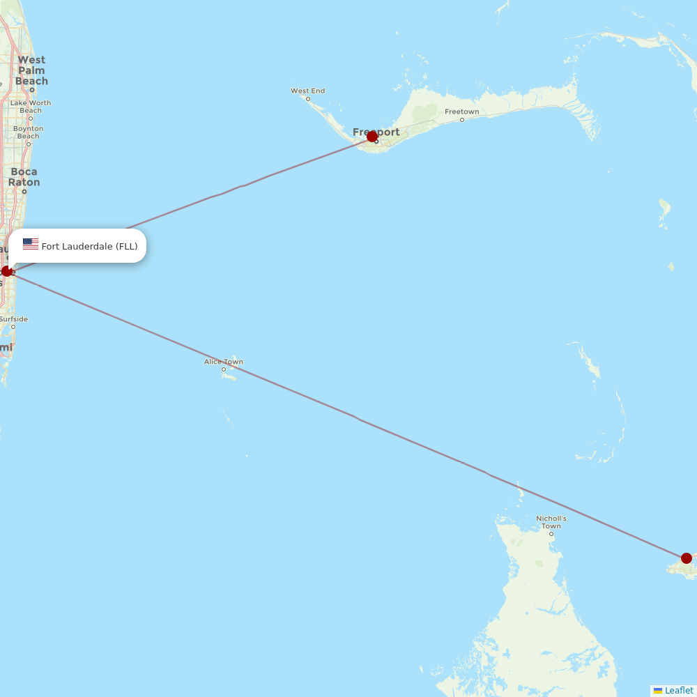 Bahamasair at FLL route map