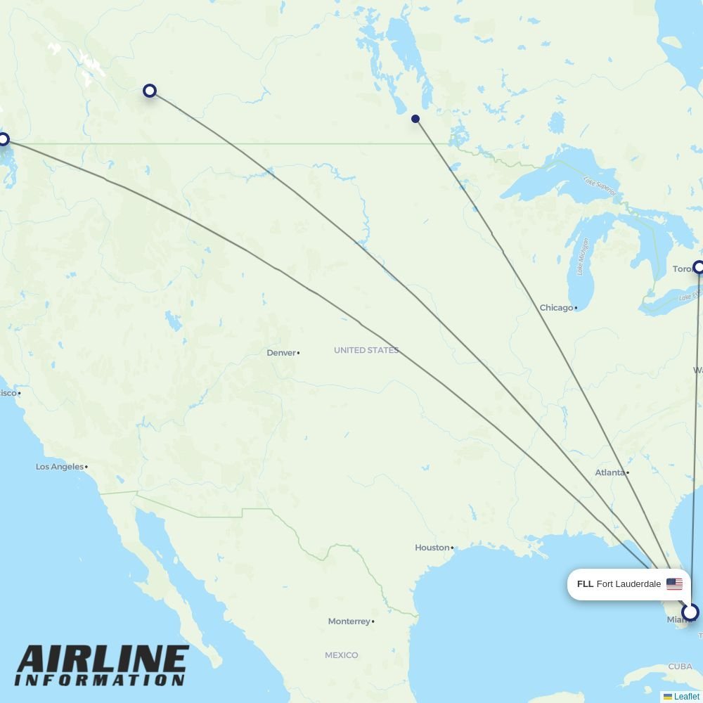WestJet routes from FLL