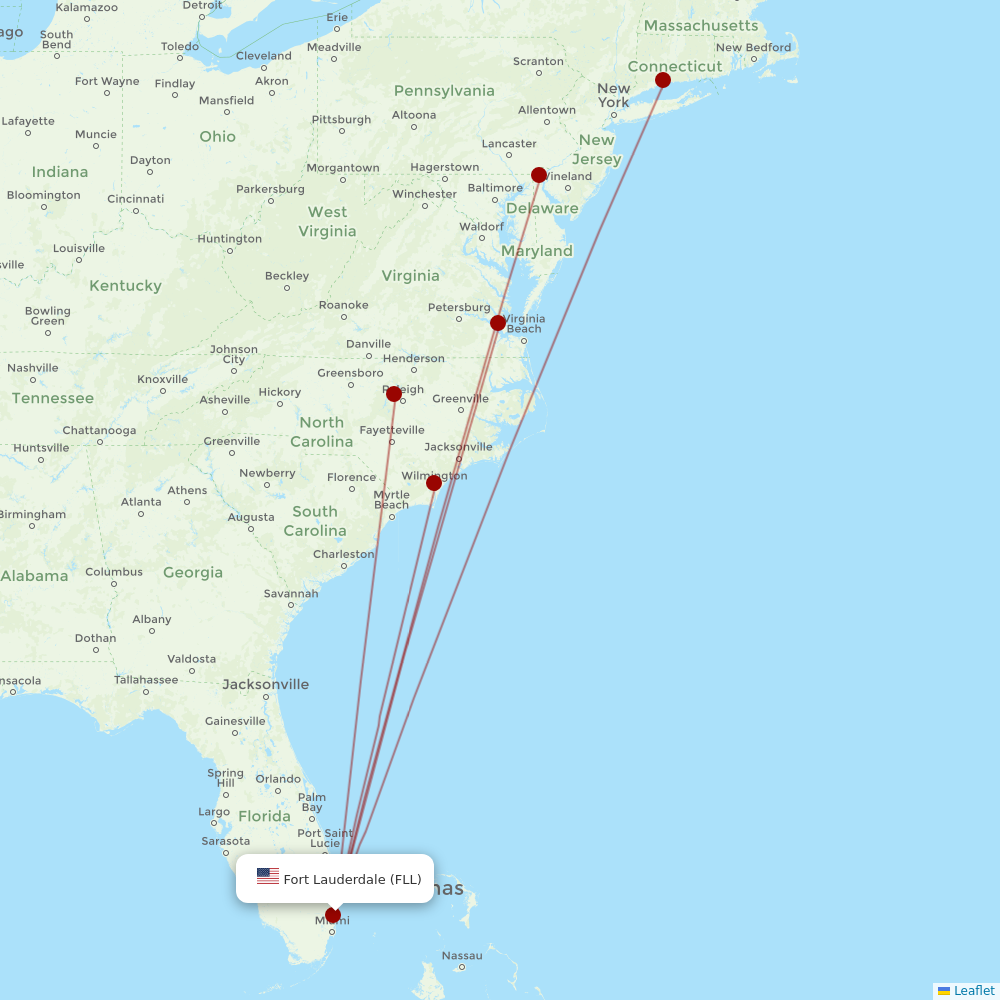 Xtra Airways at FLL route map