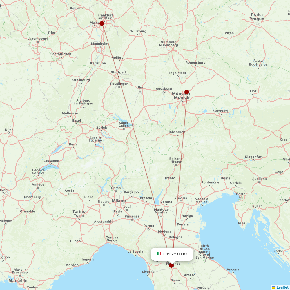 Air Dolomiti at FLR route map