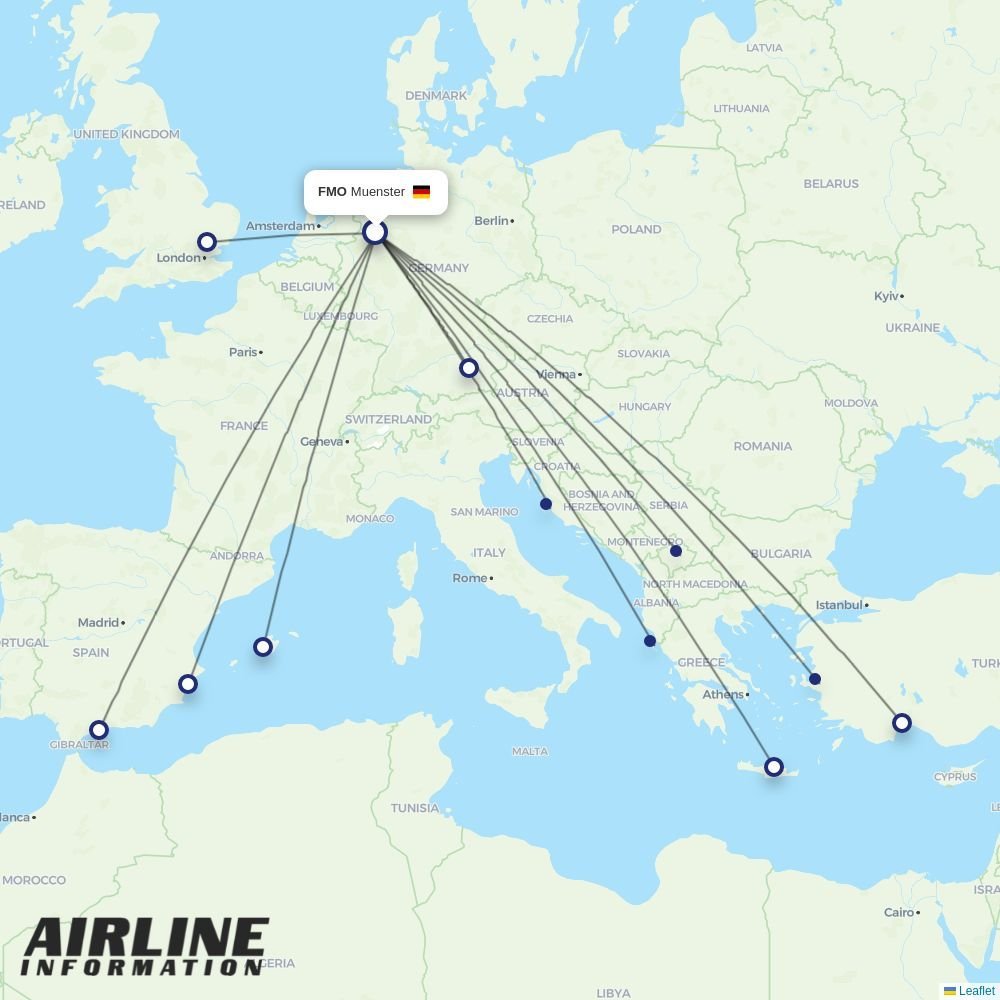 Ryanair routes from FMO