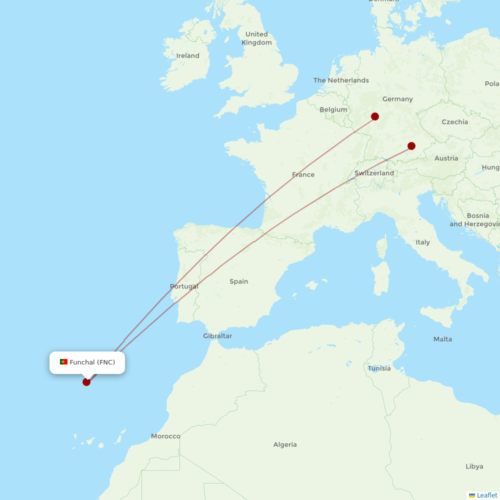 Discover Airlines at FNC route map